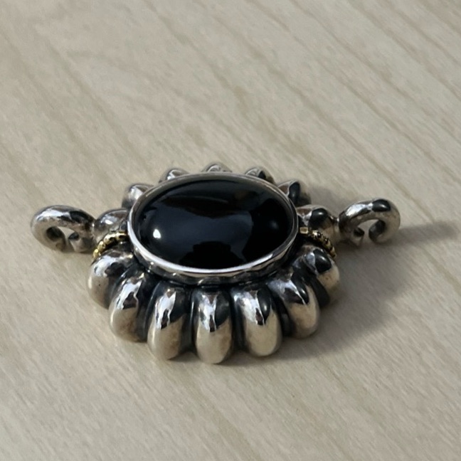 Lagos Cavier Sterling Silver & 18k Gold Onyx Enhancer Pendant